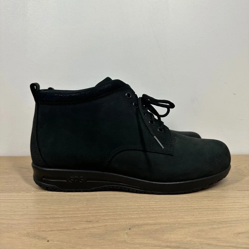 SAS Chukka Boots Mens 9 M Black Leather Lace Up Comfort Walking Workwear